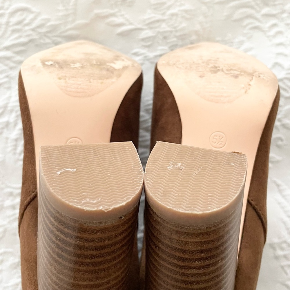 Lulus Taryne Taupe Suede Pointed-Toe Booties Size 5.5 - Picture 11 of 14